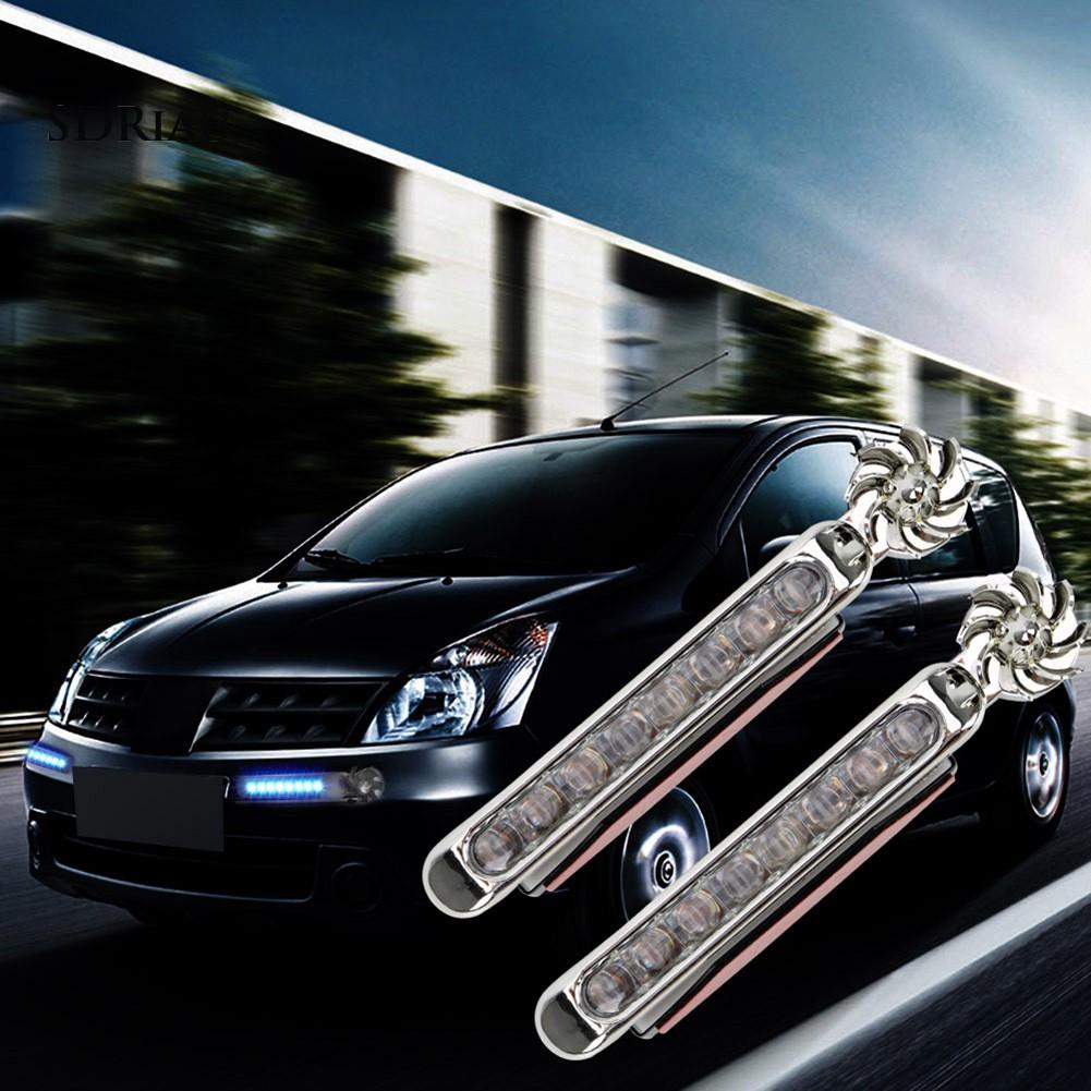 2Pcs Wind Energy Car Daytime Running Lights LED DRL Decor Lamp with Rotation Fan