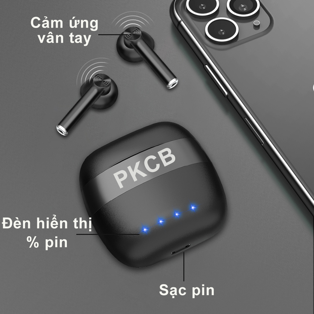 Tai Nghe Bluetooth Nhét Tai Không Dây Micrô tai nghe rảnh tay mới nhất Mic từ tính Led chống ồn Tai nghe Tws - Hàng Chính Hãng PKCB