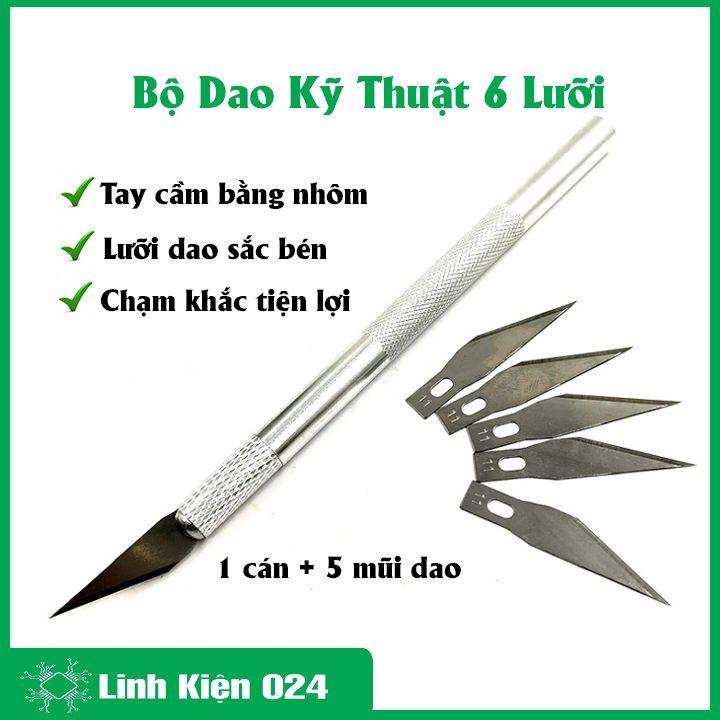 Bộ cắt mỹ thuật, dao khắc trổ bút chì gỗ nghệ thuật 6 lưỡi tiện lợi