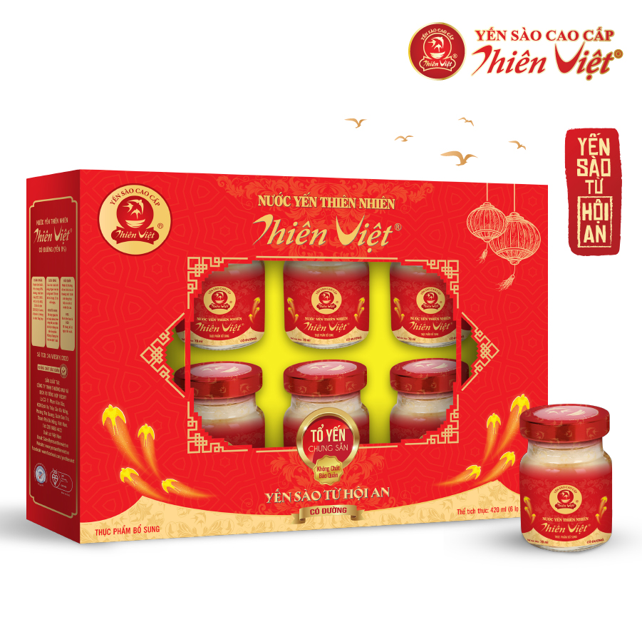 Hộp Nước Yến Sào Thiên Việt nguyên chất có đường 9% Tổ yến