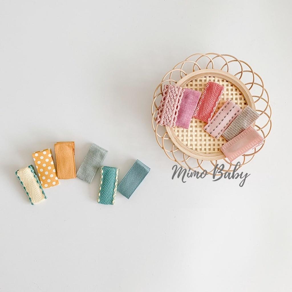 Set 6 kẹp tóc bọc vải phong cách vintage đáng yêu cho bé gái Mimo baby KT14