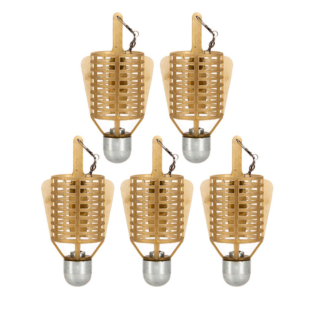 5X ABS Fishing Bait Cage Lure Cage Bait Fishing Basket Feeder Holder 20g