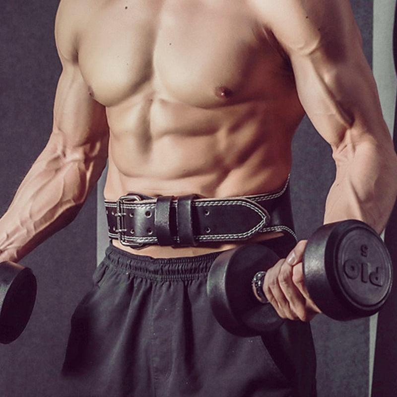Weight Lifting Belt Adjustable Leather Belt with Padded Lumbar Back Support for Bodybuilding Deadlifts Workout & Squats Exercise