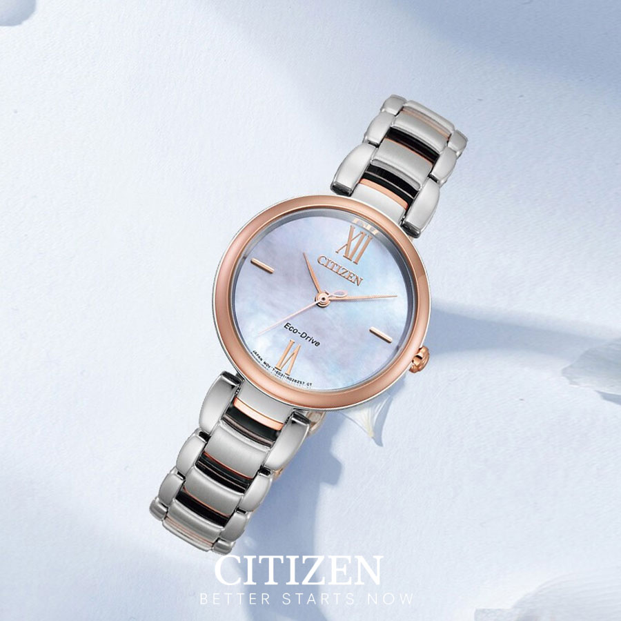 Đồng Hồ Nữ Citizen Dây Thép Không Gỉ EM0536-84Y - Mặt Xà Cừ (Sapphire)