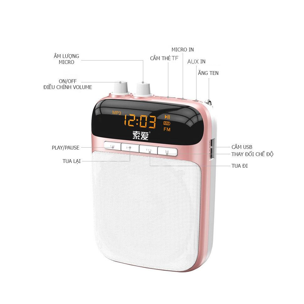 SOAIY S-718 - Máy Trợ Giảng Không Dây , Công Suất 10W, Hoạt Động 12 Giờ - Hàng Chính Hãng