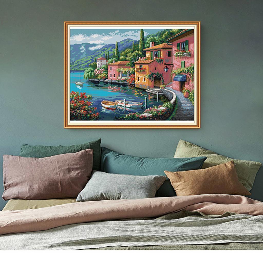 Dimensions Stamped Cross Stitch Kits Town Embroidery Cloth DIY Needlecraft