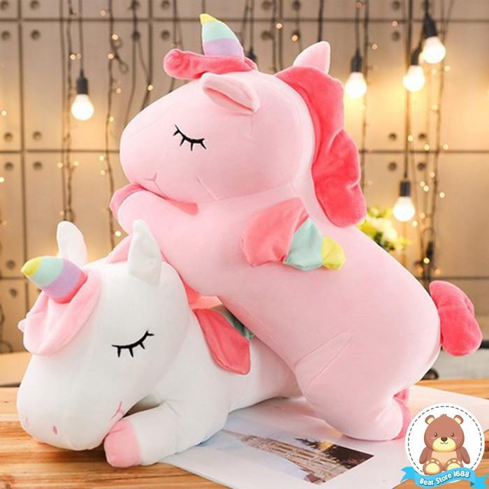 Gấu bông gối ôm kỳ lân ngựa pony vải co dãn 4 chiều hàng cao cấp size 80cm