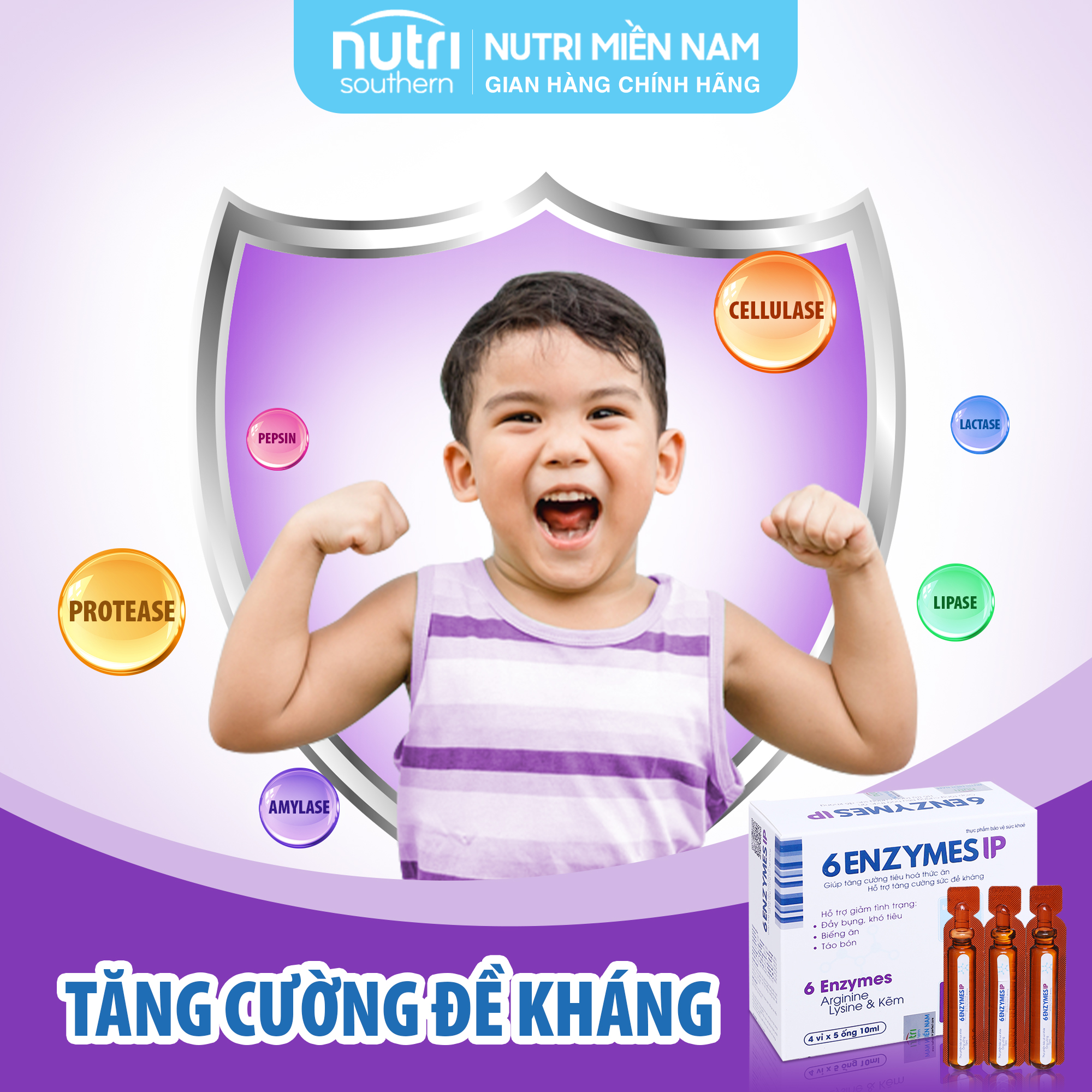 Men tiêu hóa 6 ENZYMES IP - Hỗ trợ tăng cường tiêu hóa với 6 loại enzyme thiết yếu, giúp ăn ngon, giảm táo bón