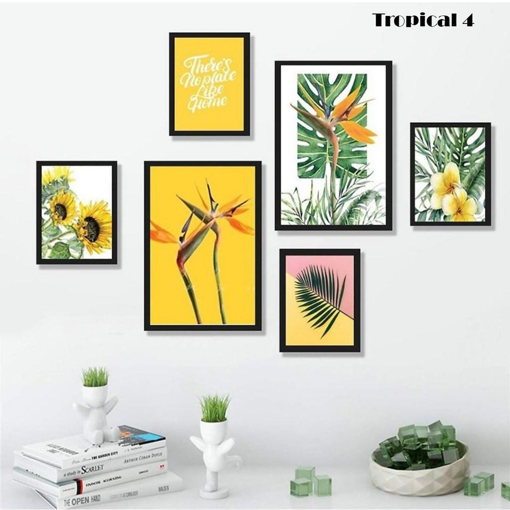 Tranh Treo Tường Phòng Khách Tropical Kèm Khung và Ảnh - Bộ Tranh Canvas Giá Rẻ