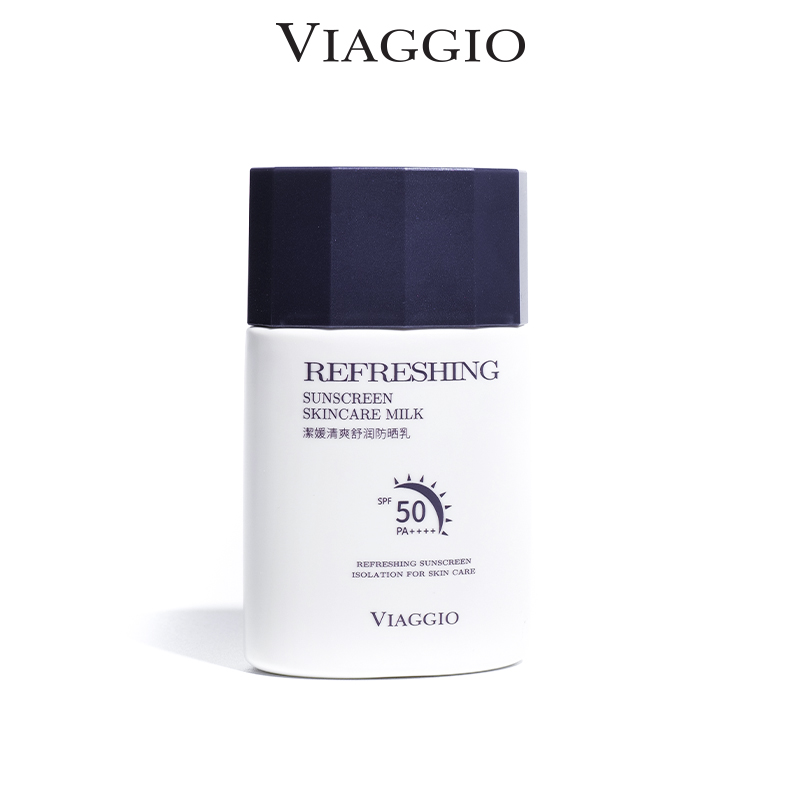 Kem Dưỡng Chống Nắng Phổ Rộng VIAGGIO Refreshing Sunscreen Skincare Milk SPF50 – PA ++++ Phục Hồi Làm Dịu Da 50g