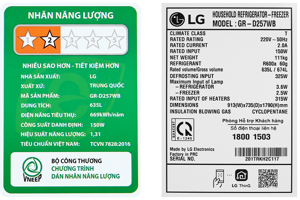 Tủ lạnh LG Inverter 635 Lít GR-D257WB Mới 2022 - Hàng chính hãng- Giao hàng tại Hà Nội