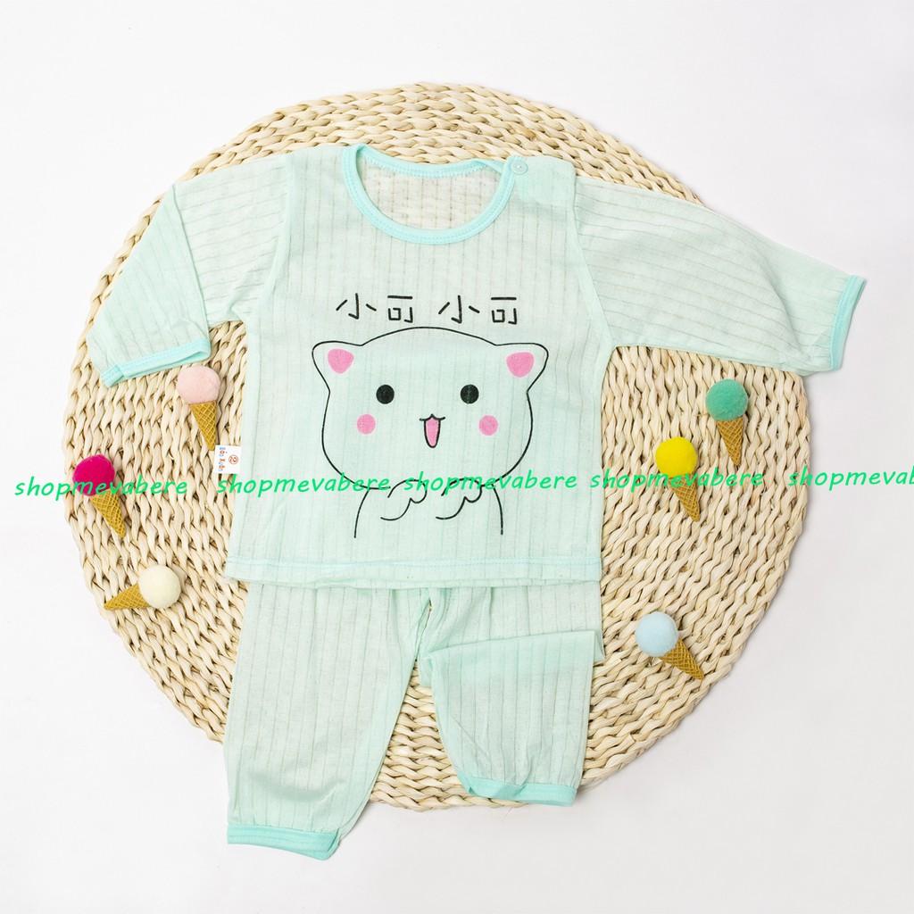 Bộ dài tay cotton tre nhiều màu cho bé trai, bé gái sơ sinh 3-13kg, cài cúc vai hàng đẹp -