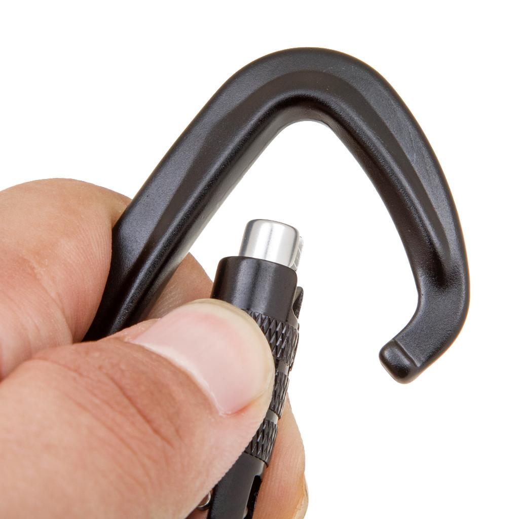 Outdoor Carabiner Self Lock Clip Key Ring Holder Key Chain Hiking Hook D Shape 500KG - Choice of Color