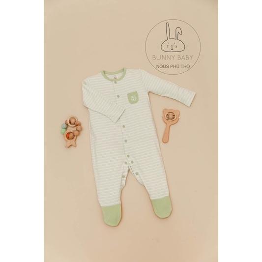 Bộ Nous bodysuit Newborn cho bé sơ sinh kẻ vàng, kẻ xanh lá, xanh gấu