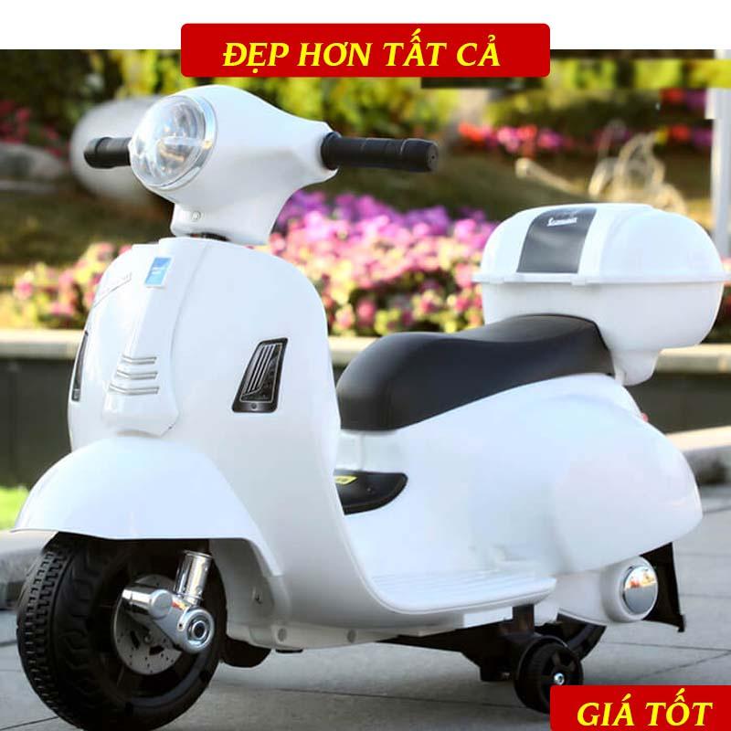 Xe Máy Điện Đồ Chơi Vespa Loại Nhỏ Cho Bé 2 Tuổi Trở Lên Cực Dễ Thương, Bảo Hành 12 Tháng