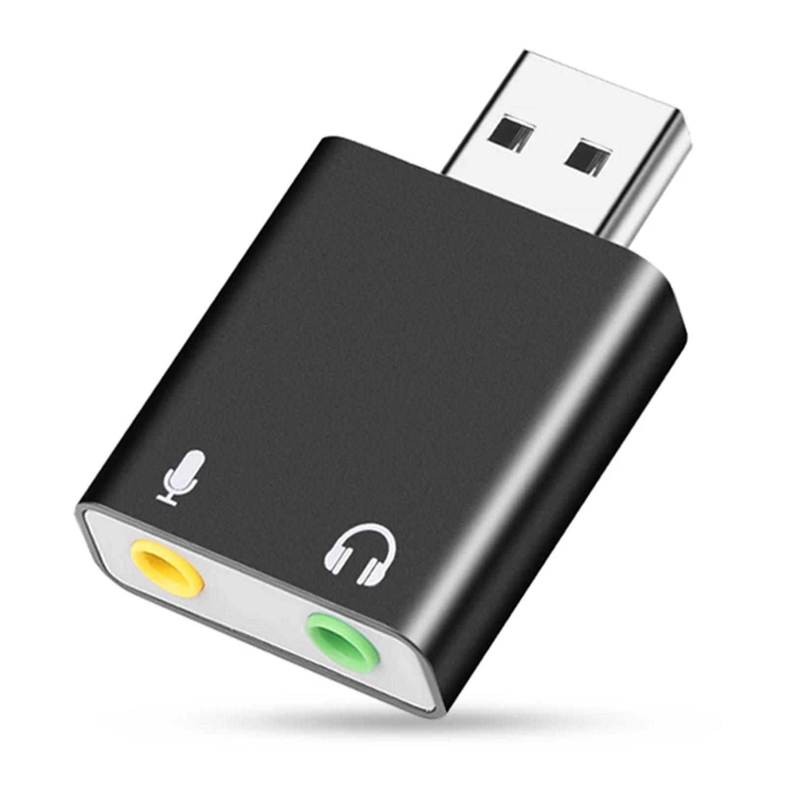 USB Audio Adapter with 3.5mm Speaker/Headphone & Microphone Jacks