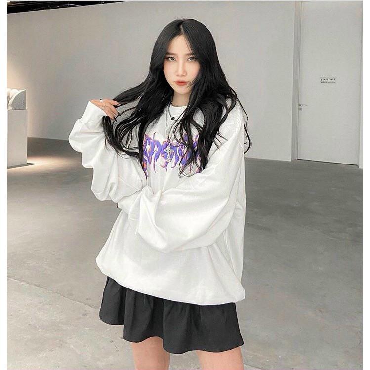 Áo sweater Nữ Form Rộng Cổ Tròn Nỉ Bông Couple OxxO Unisex  Ulzzang Style AK129 Nam Form Rộng
