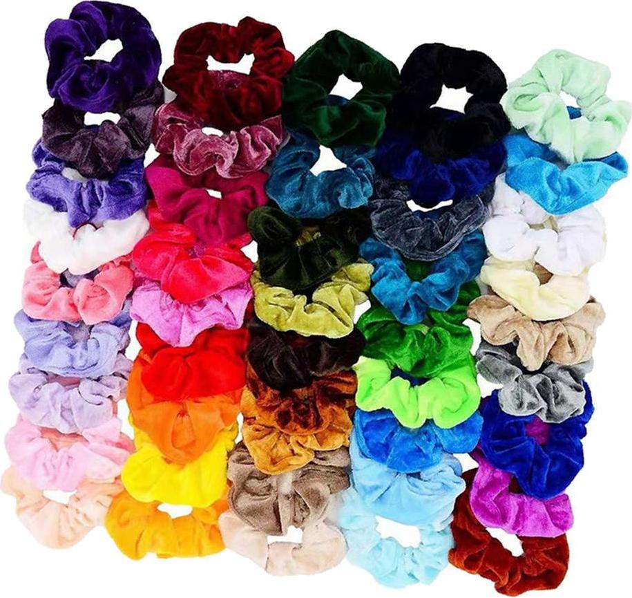 Bộ 46 Nữ Nhung Scrunchies Các Loại Cao Su Tóc Thun Co Giãn