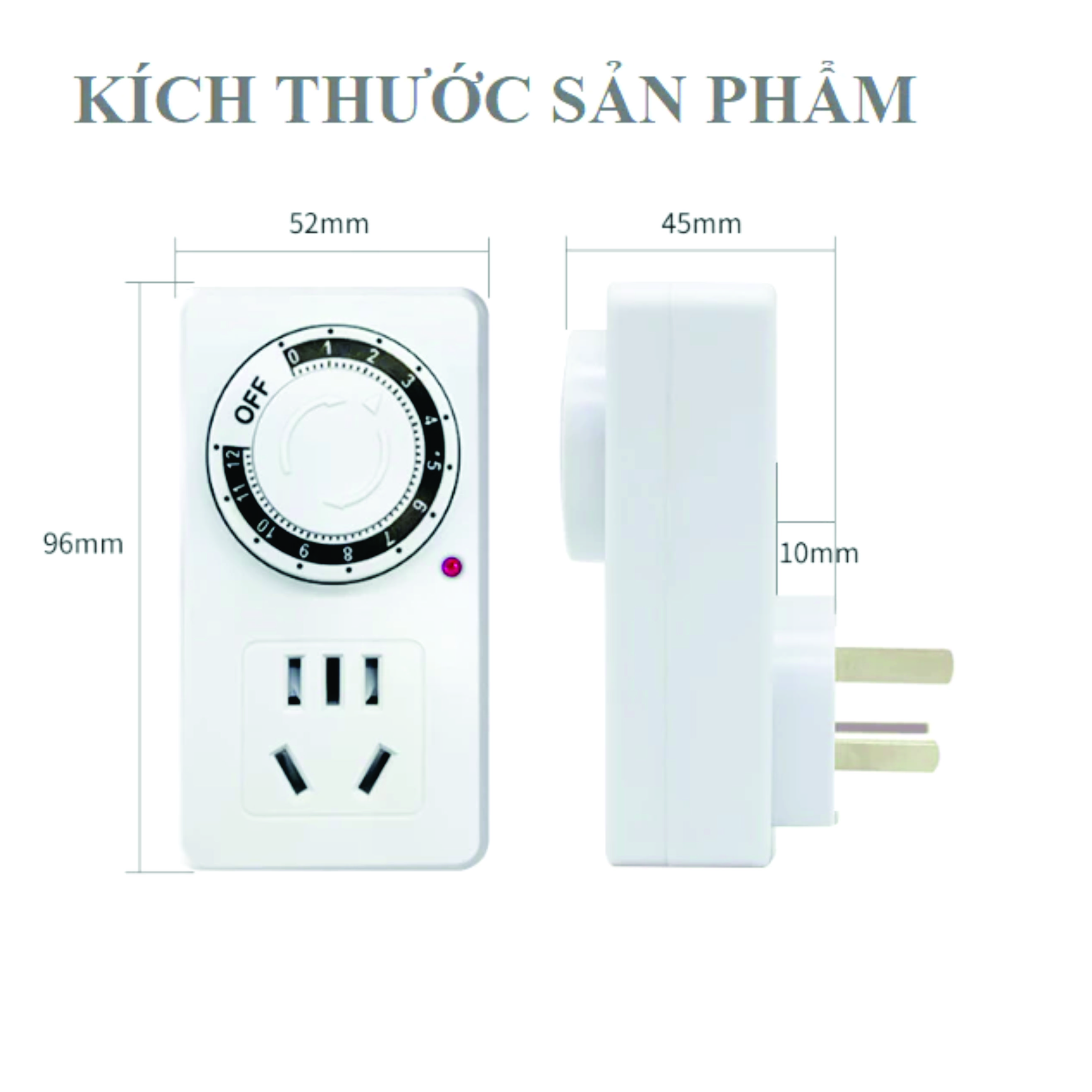 Ổ cắm hẹn giờ cơ MK-958 hẹn giờ tắt sử dụng đơn giản công suất 10A/220V + Tặng Phích chuyển đổi từ 3 chấu sang 2