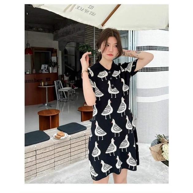 HÀNG NHẬP - ĐẦM LEN DỆT KIM HỌA TIẾT BỒ CÂU