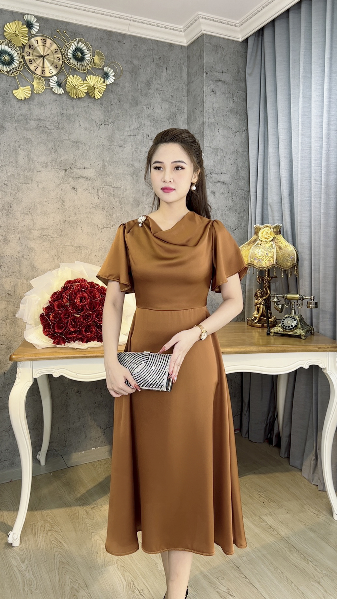 Đầm Trung Niên [ Linh Trà ] (TM 593) Bigsize Màu Sắc Trẻ Trung Tươi Sáng Họa Tiết Sang Trọng Đi Làm Đi Tiệc Cho Bà
