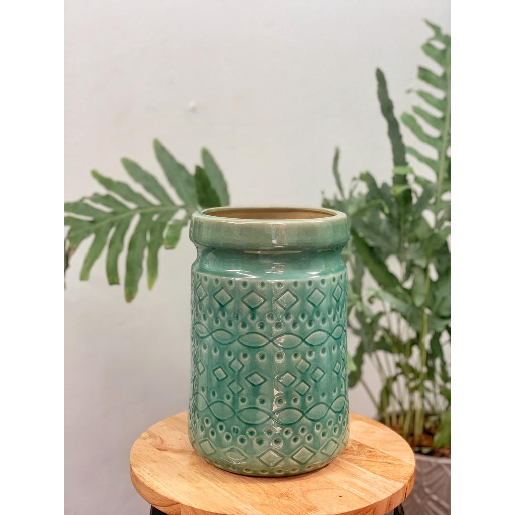 Bình hoa họa tiết 3D, Lõm tròn size to các màu - Bình hoa gốm, Lọ hoa Decor Trang Trí - Gốm Xuất Khẩu