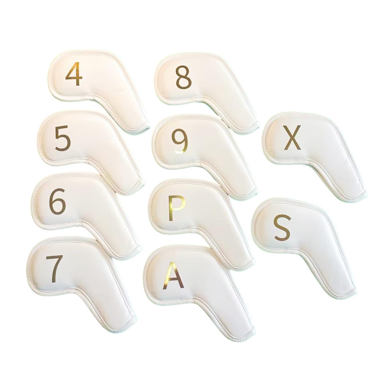 10Pcs Golf Iron Head Covers Golf Iron Headcovers PU Leather Golf Club Covers