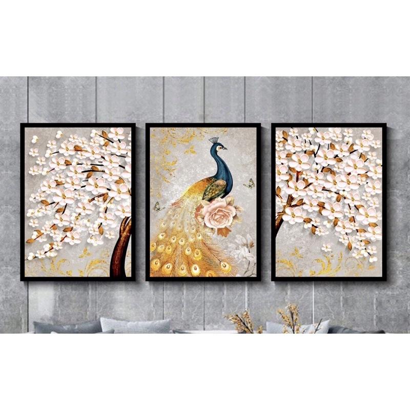 Bộ 3 tranh treo tường, tranh decor, tranh dán tường siêu nhẹ, tranh canvas, sticker có sẵn keo 2 mặt