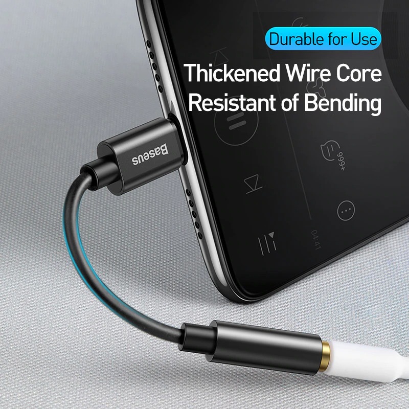 Bộ chuyển đổi Baseus Type-C sang 3.5mm hỗ trợ truyền âm thanh 24-bit thiết kế nhỏ gọn - Hàng chính hãng