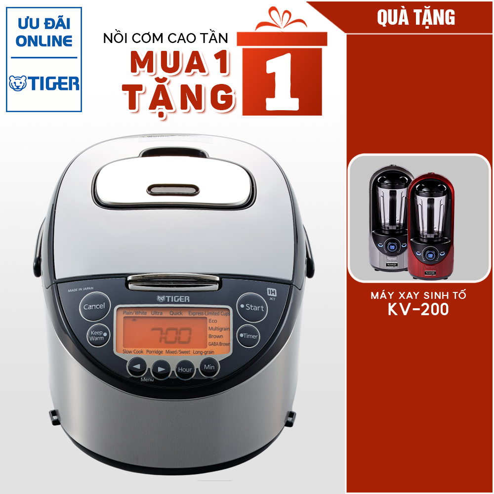 Nồi cơm điện tử cao tần Tiger 2 trong 1 JKT-D18V (1.8L) TẶNG MÁY XAY SINH TỐ KUVINGS KV-200 - Hàng Chính Hãng