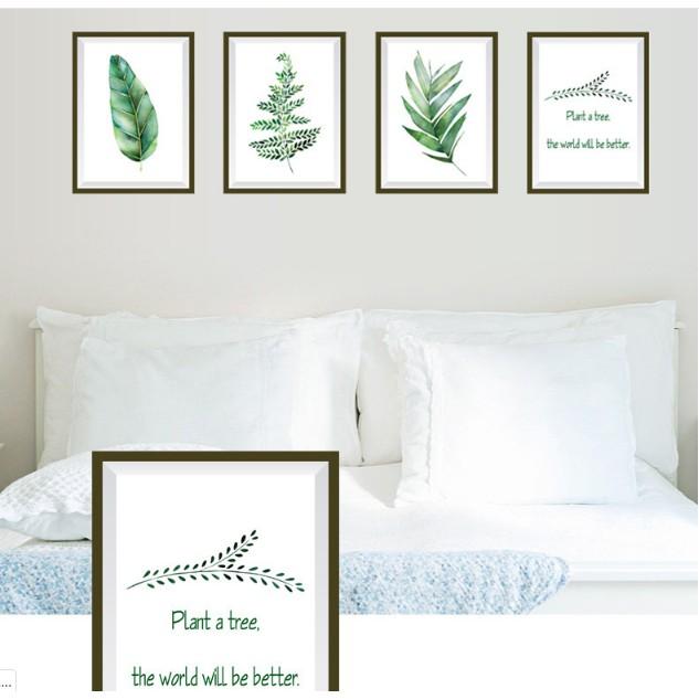 Decal trang trí tường - 4 khung tranh cỏ Bắc Âu 02