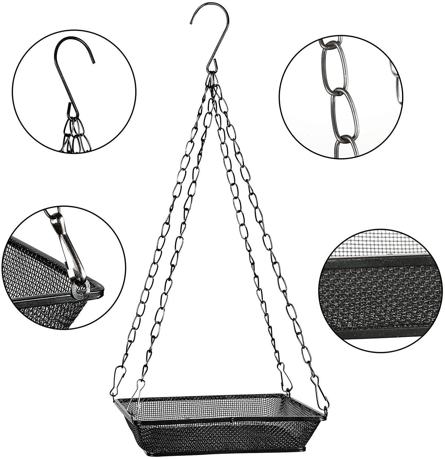 Treo chim cho ăn khay khay lưới kim loại để cho chim ăn, trang trí vườn ngoài trời