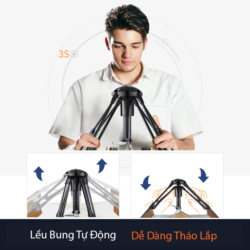 Lều cắm trại, lều dã ngoại gia đình đa năng HEWOLF- 1654S