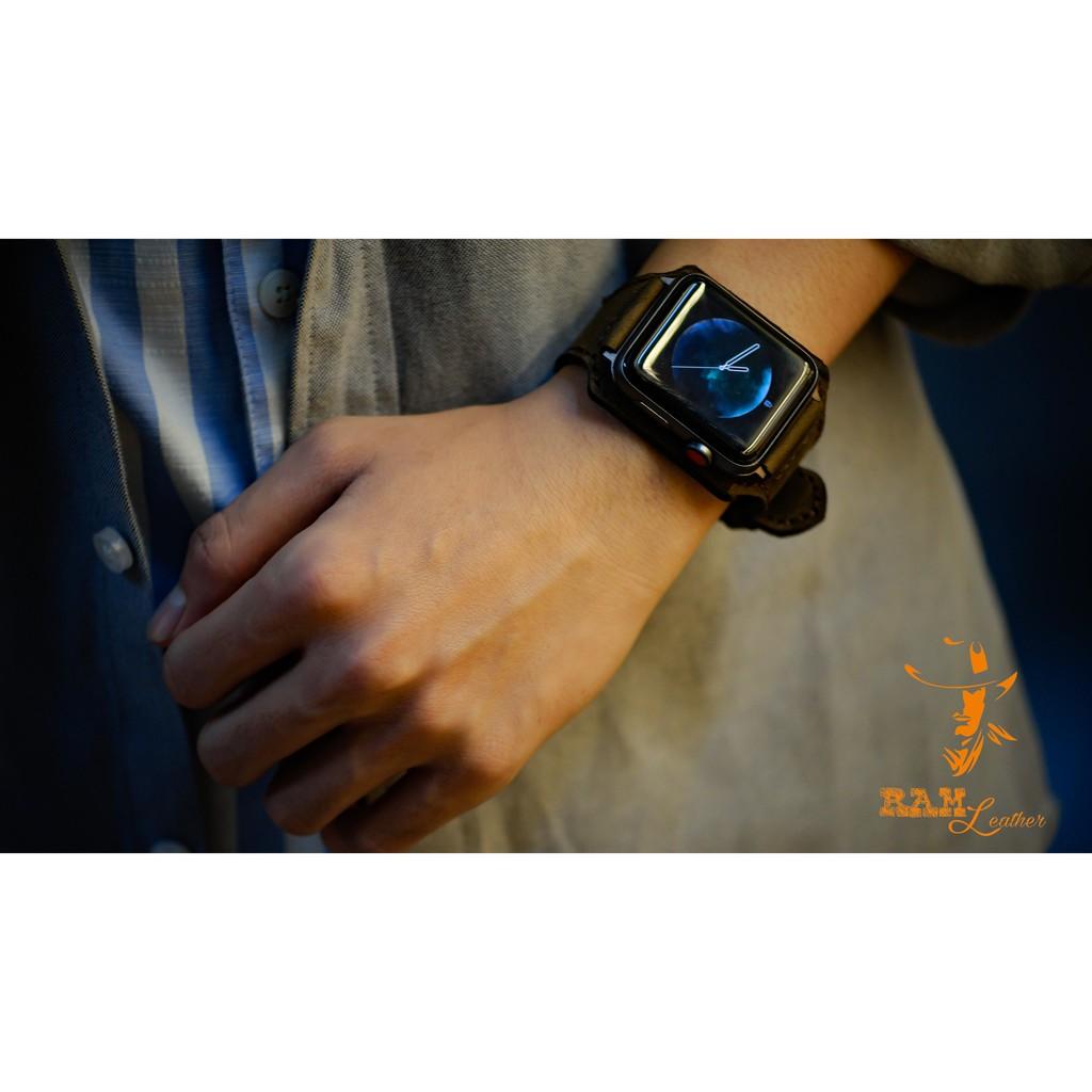 DÂY APPLE WATCH BUNDSTRAP BX1  DA BÒ NÂU ĐẤT -ĐỦ SIZE CHO APPLE WATCH 38/40 , 42/44