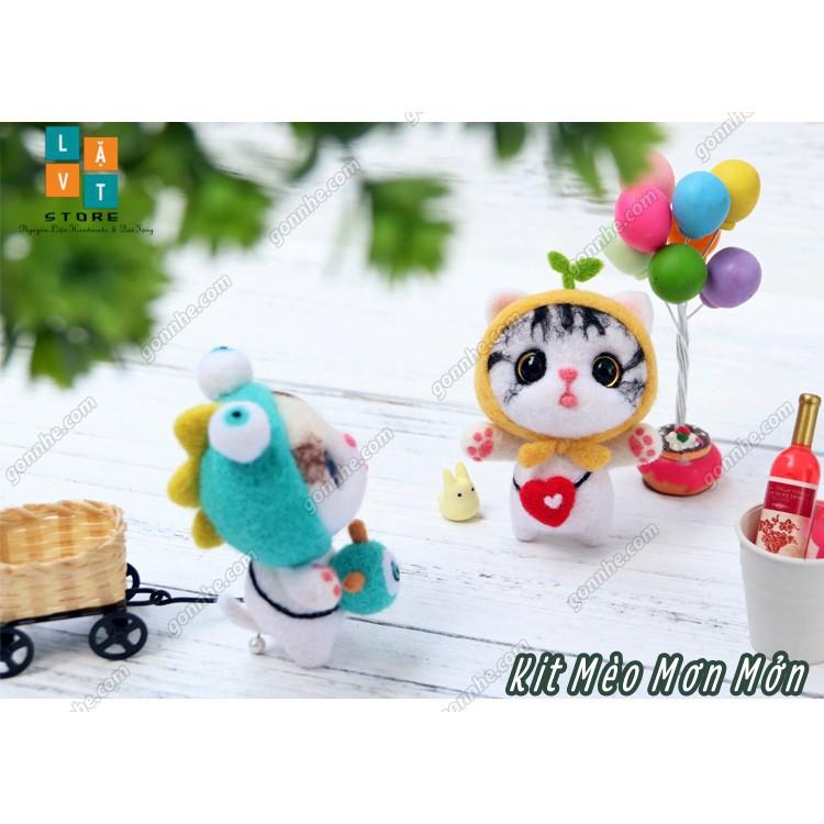 Bộ len chọc có hướng dẫn Mèo Mơn Mởn - Kit chọc len làm quà tặng, needle felting cat