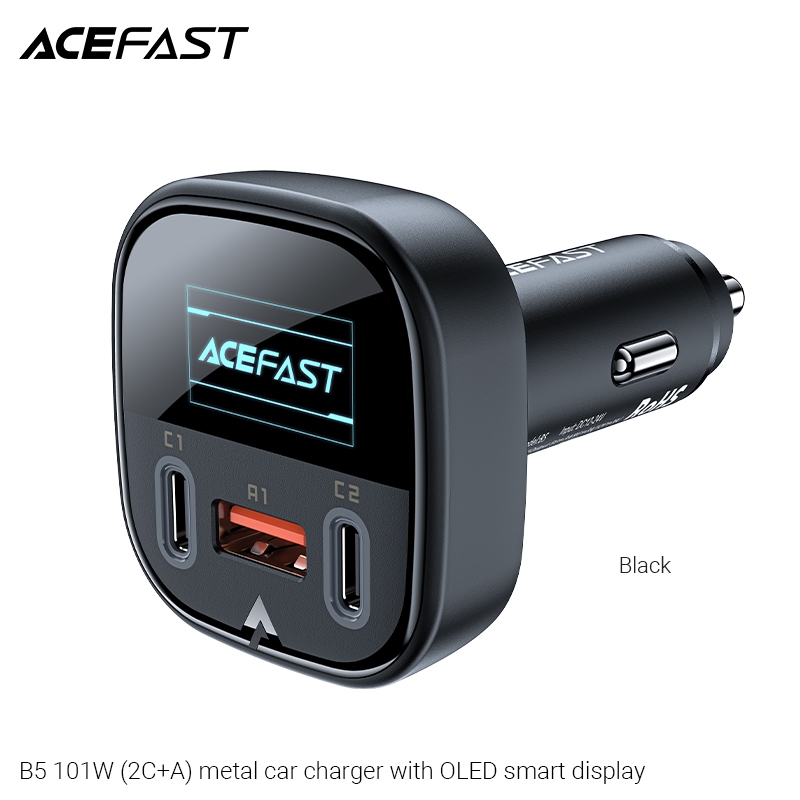 Hình ảnh Sạc ô tô Acefast 101W 3 cổng 2xUSB-C + USB-A có đèn hiển thị - B5 Hàng chính hãng Acefast