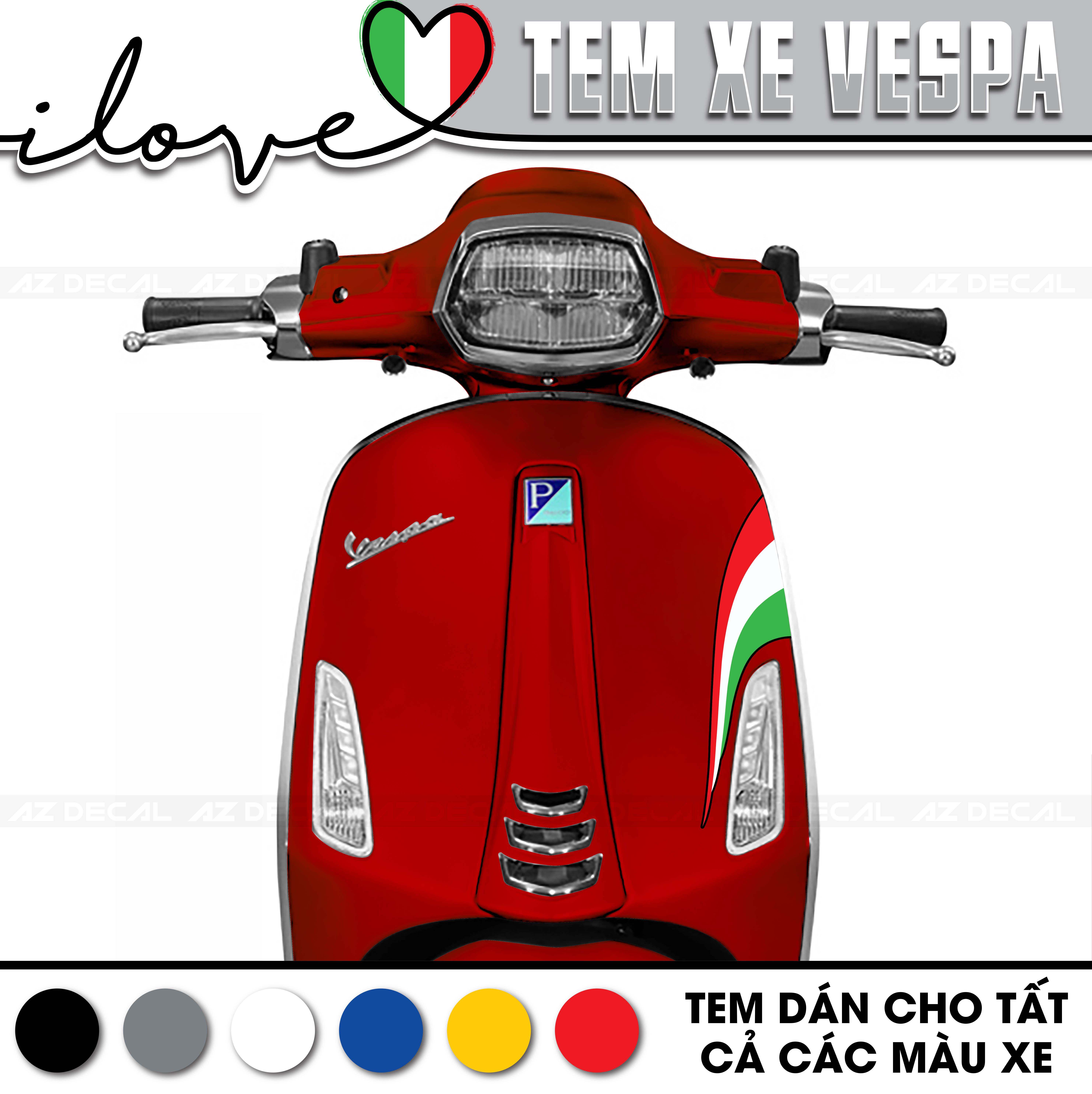 Tem Rời Xe Vespa Sprint / Primavera / GTS / LX  Phong Cách Italy Mẫu VP01 | Decal Trang Trí, Cắt Khuôn Sẵn Dễ Dán