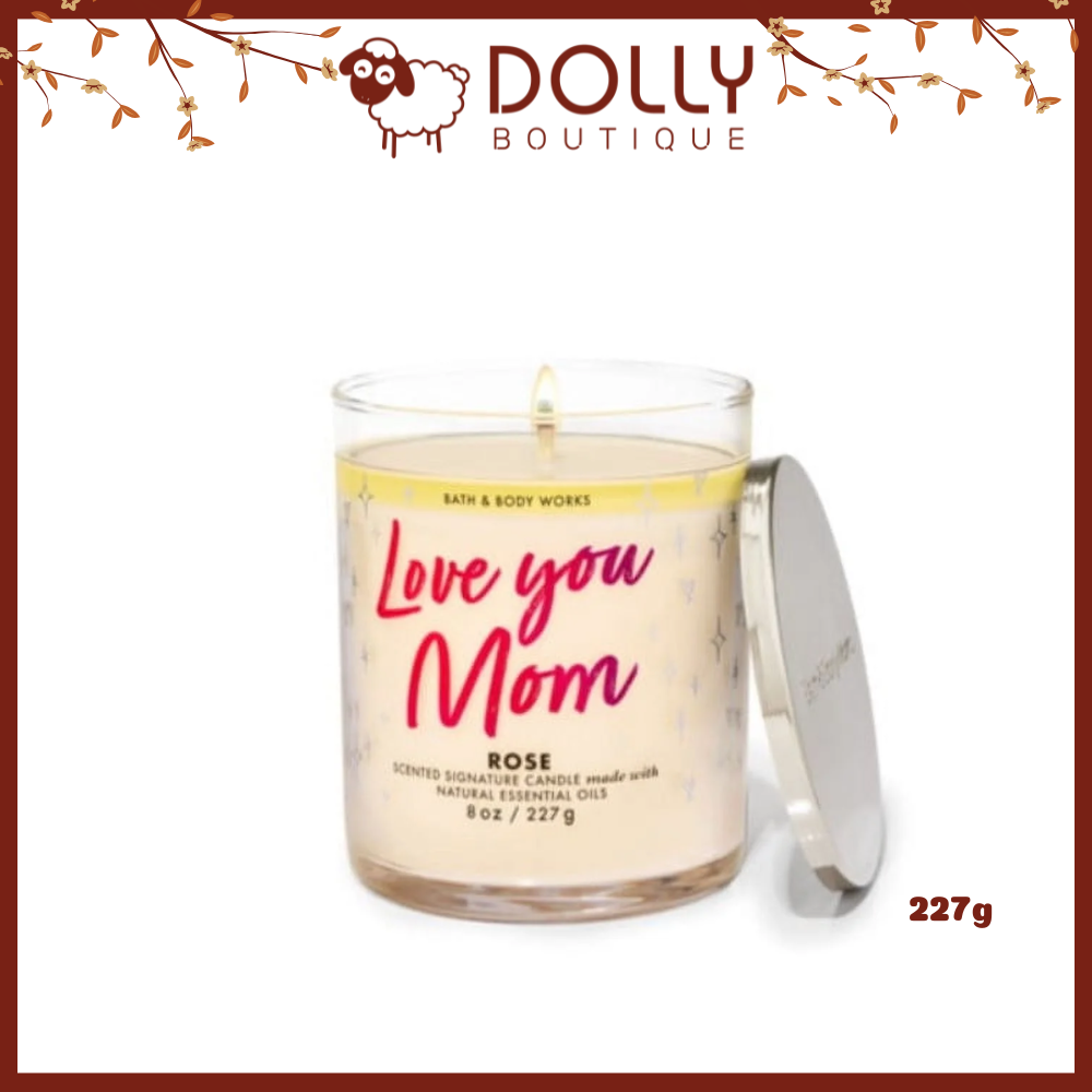 Nến Thơm 1 Bấc  Love You Mom Rose Single Wick Candle 227g