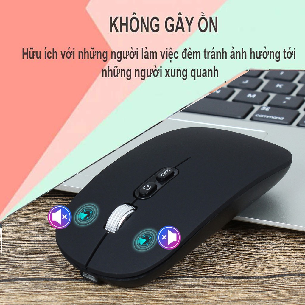 Hình ảnh Chuột không dây HXSJ M103B wireless Bluetooth tự sạc pin siêu mỏng không gây tiếng ồn chuyên dùng cho Máy tính, pc, Laptop, Tivi  - Hàng chính hãng