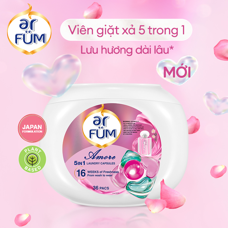 Combo 2 Hộp Viên giặt xả arFum 5 trong 1 MỚI lưu hương lâu 16 tuần, khử khuẩn 99% - 20 viên/ hộp