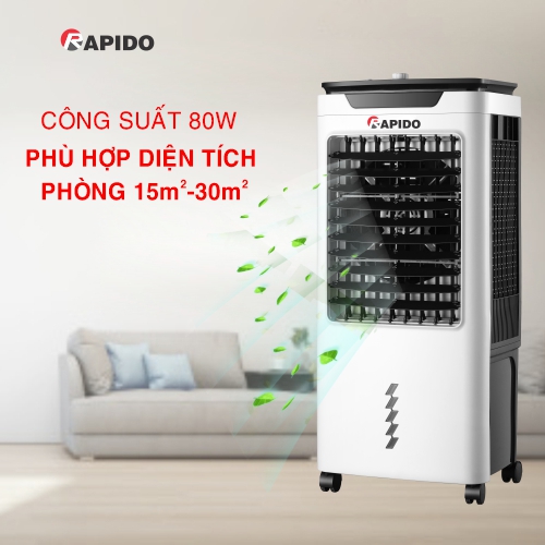 Quạt điều hòa không khí Rapido TURBO 6000M (Điều khiển cơ) (Có thể lắp thêm tấm lọc nano) - Hàng Chính Hãng