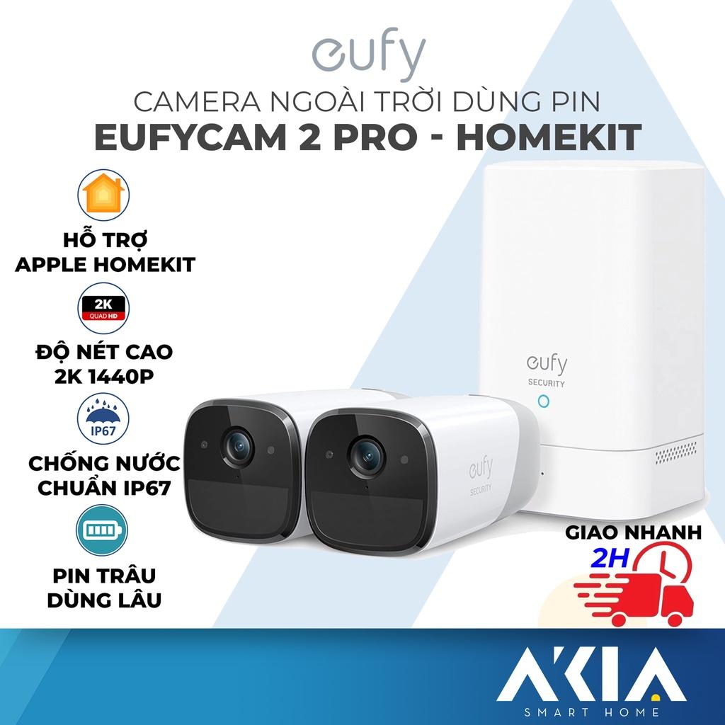 Eufy Cam 2 Pro, Camera ngoài trời Dùng Pin Cao Cấp, Quay phim độ nét cao 2K, Chống nước IP67, Hỗ trợ HomeKit - Hàng chính hãng