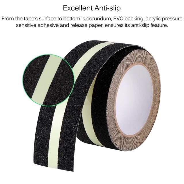 Băng dính nhám dạ quang chống trượt ngã - Băng keo dán cầu thang hống trơn trượt dán bậc cửa ra vào, bảo vệ gia đình