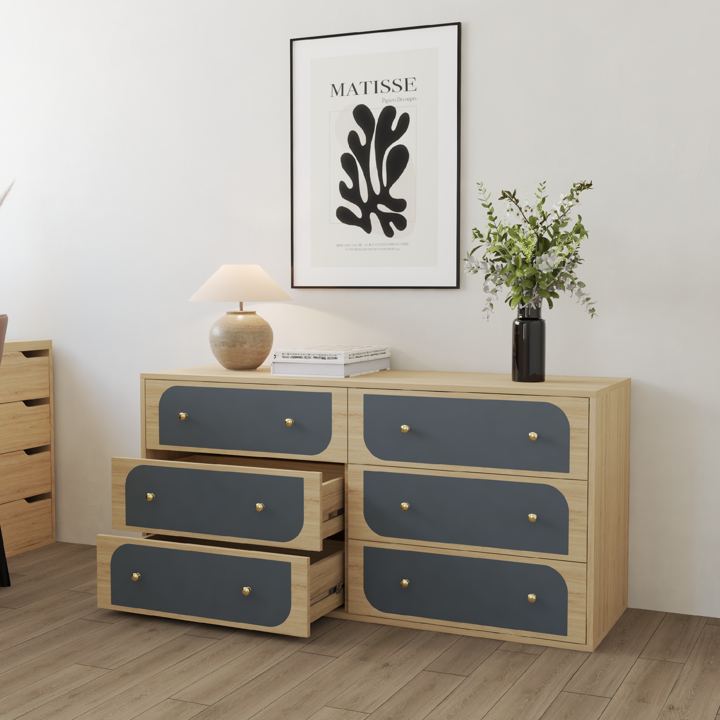 [Happy Home Furniture] BANA, Tủ đựng đồ 6 ngăn kéo, 140cm x 45cm x 68cm ( DxRxC), THK_123