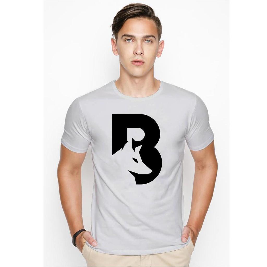Áo thun nam đẹp hình chữ B sói cá tính màu xám nhạt vải dày mịn TEEGR494