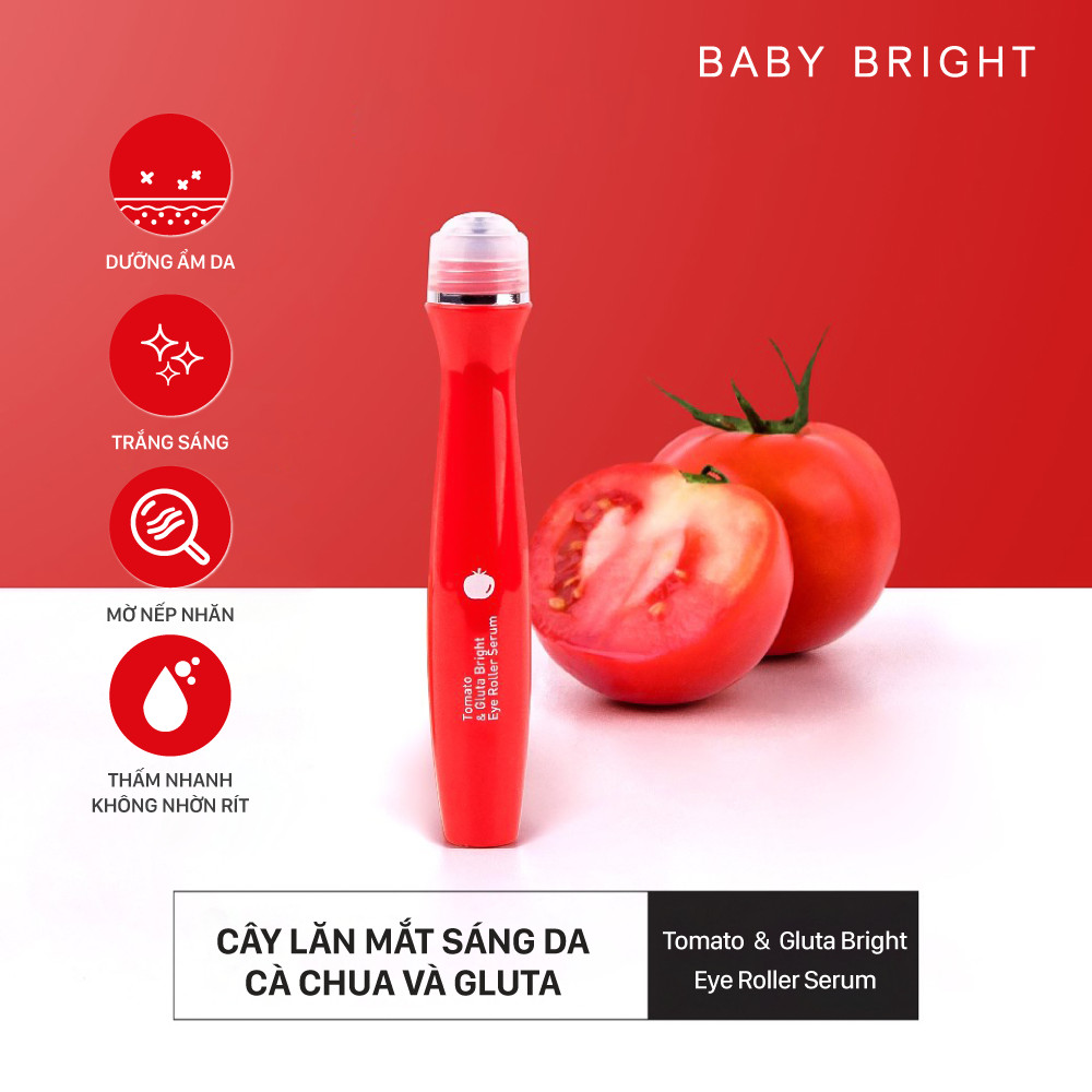 Cây Lăn Mắt Dưỡng Sáng Da Tomato &amp; Gluta Baby Bright Eye Roller Serum 15ml