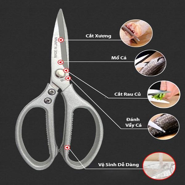 Kéo Làm Bếp Đa Năng Siêu Phẩm Nội Địa Nhật SK5 Siêu Sắc, Kéo Cắt Gà, Cắt Vịt, Cắt Thịt Các Loại