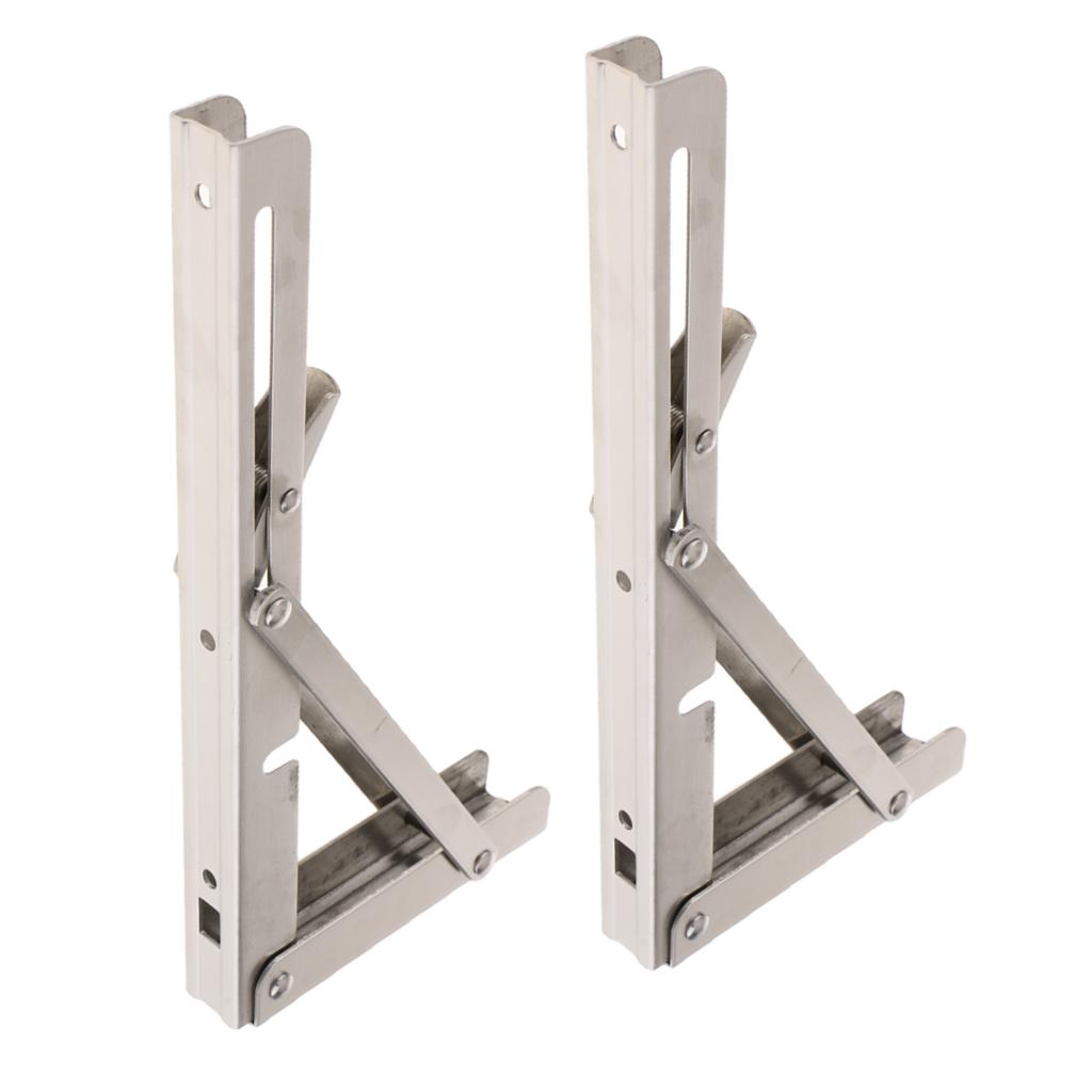 2Pcs Stainless Steel Foldable Shelf Bracket Rack Wall Hanging Holder