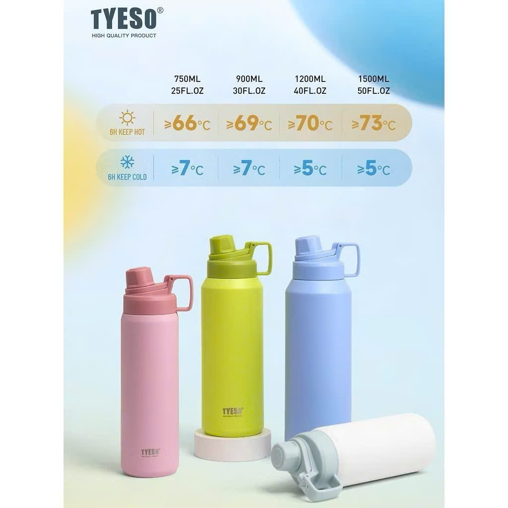 Bình nước giữ nhiệt TYESO 01010 900ML inox 304 cách nhiệt chân không giữ lạnh và nóng
