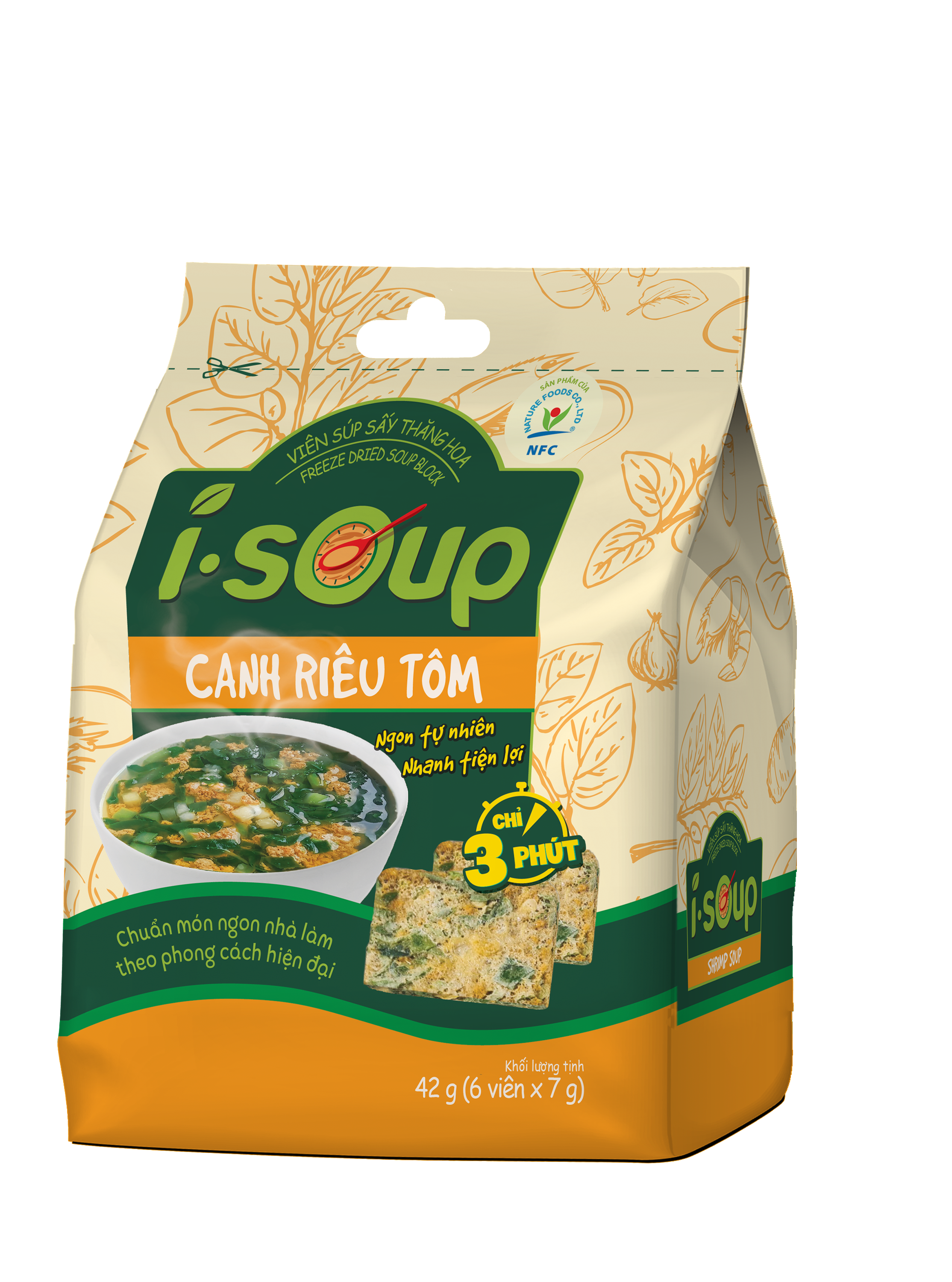 Canh Riêu Tôm Ăn Liền I-Soup 42g 06 Viên